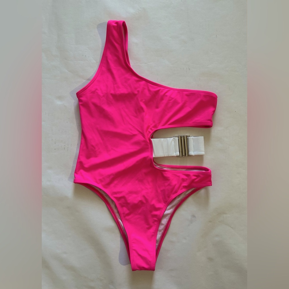 Women’s Swimwear One-Shoulder Pink Swimsuit